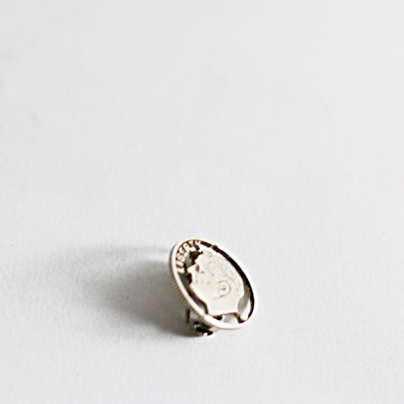 SALE Vintage Mercury Dime cut out charm real silver coin pin - Picture 1 of 2